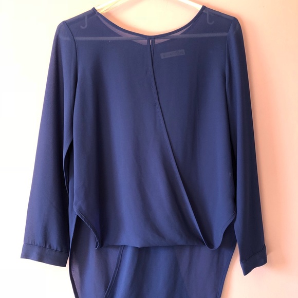 Blue high low sheer blouse - Picture 1 of 4